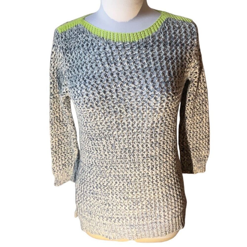 Two by Vince Camuto Open Knit 3/4 Sleeve Sweater, XS
